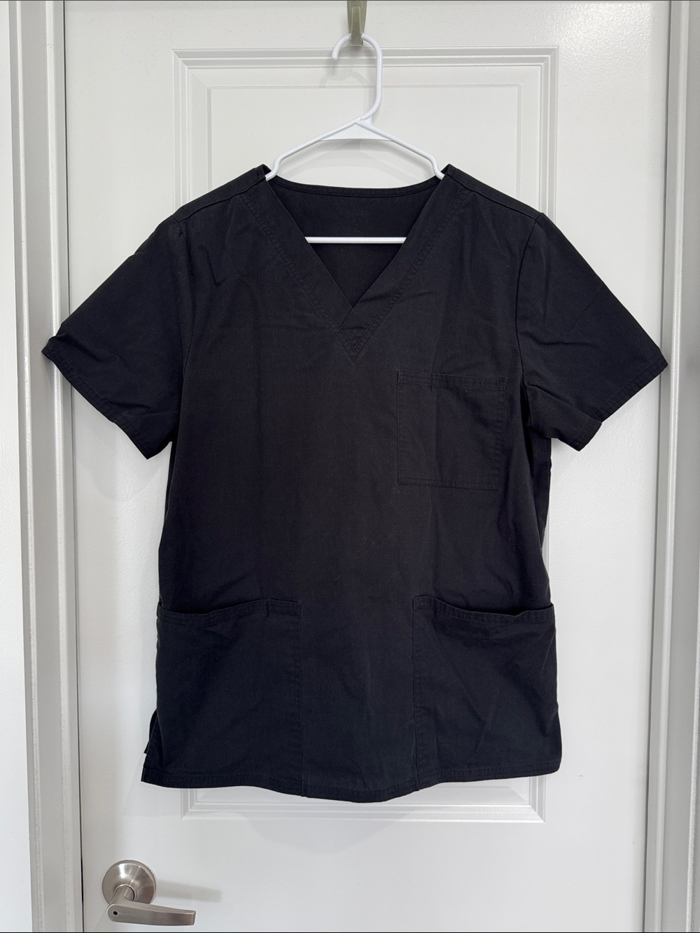 bundle of 4 (four) Black V-Neck Medical Scrub Tops - Size Small